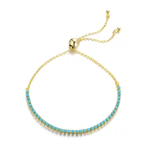 (imagen para) Pulsera de tenis deslizante estilo Pandora de plata con cielo azul - SCB118