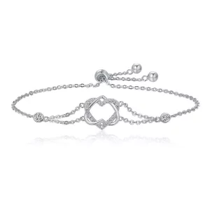 Pulsera deslizante de aniversario en plata con diseño estilo Pandora y cardiógrafo de amor - SCB022 (imagen para) Pulsera deslizante de aniversario en plata con diseño estilo Pandora y cardiógrafo de amor - SCB022