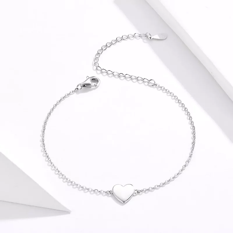 (imagen para) Pulsera deslizante de cadena con corazón amado de plata estilo Pandora - SCB161 - Ver 3