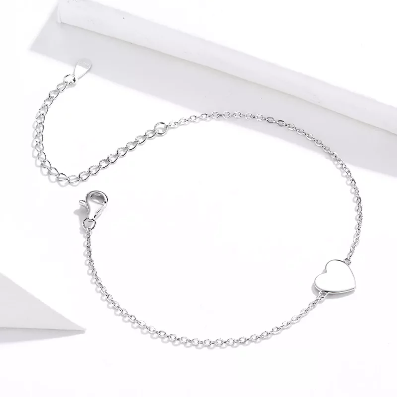 (imagen para) Pulsera deslizante de cadena con corazón amado de plata estilo Pandora - SCB161 - Ver 4