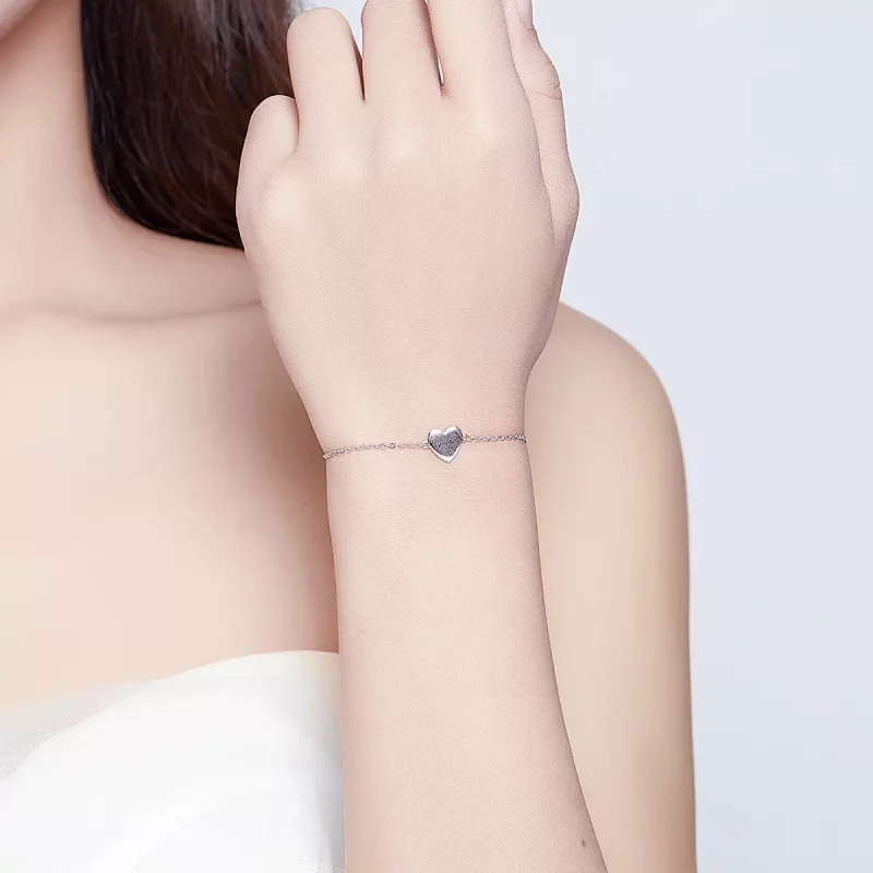 (imagen para) Pulsera deslizante de cadena con corazón amado de plata estilo Pandora - SCB161 - Ver 5