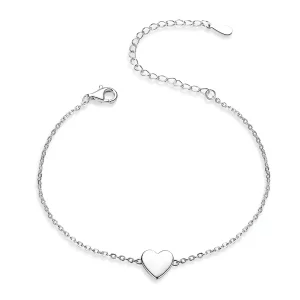 Pulsera deslizante de cadena con corazón amado de plata estilo Pandora - SCB161 (imagen para) Pulsera deslizante de cadena con corazón amado de plata estilo Pandora - SCB161