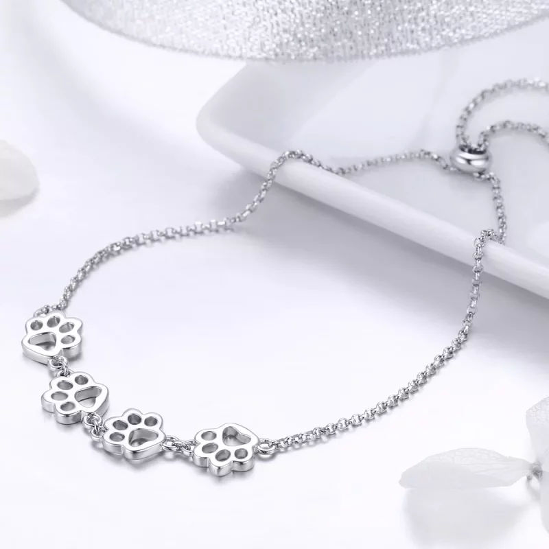 (imagen para) Pulsera deslizante de cadena con estilo Pandora en plata, con lindas marcas de g - Ver 3