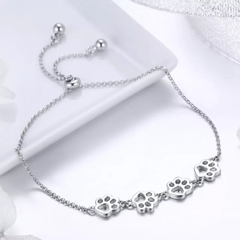 (imagen para) Pulsera deslizante de cadena con estilo Pandora en plata, con lindas marcas de g - Ver 4