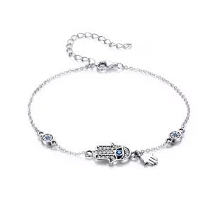 (imagen para) Pulsera deslizante de cadena con estilo Pandora en plata con Mano de Fátima - SCB079