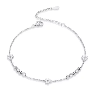 (imagen para) Pulsera deslizante de cadena con flor de margarita plateada estilo Pandora - SCB146