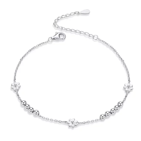 (imagen para) Pulsera deslizante de cadena con flor de margarita plateada estilo Pandora - SCB146
