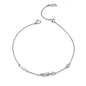(imagen para) Pulsera deslizante de cadena con pluma de plata estilo Pandora - SCB133