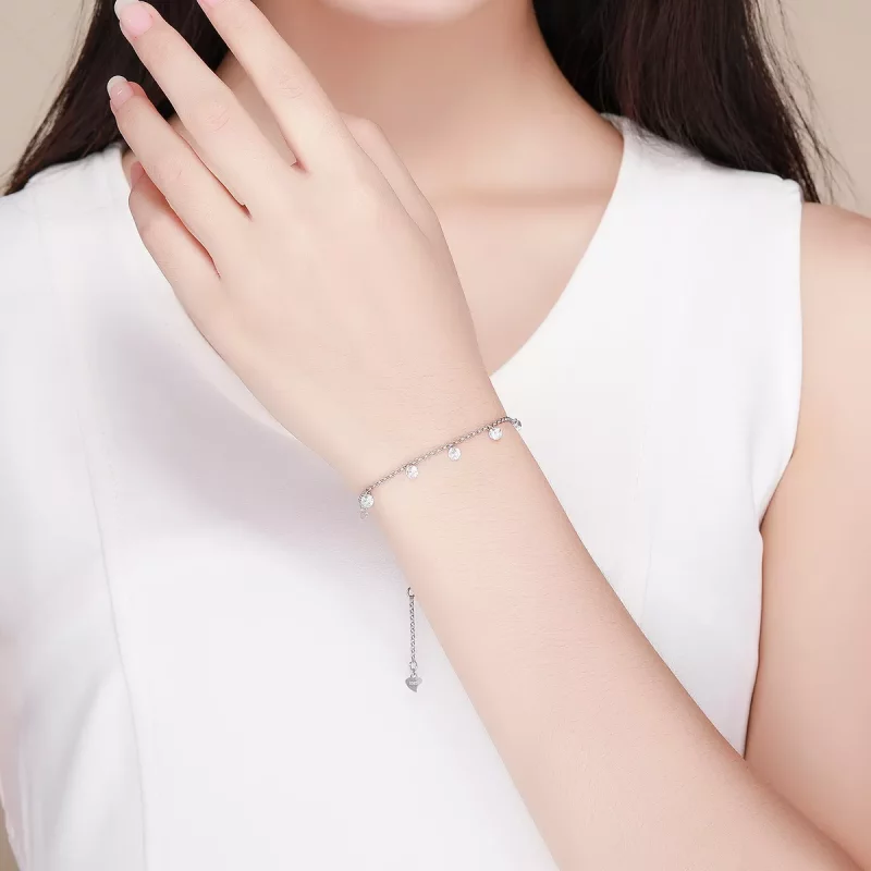 (imagen para) Pulsera deslizante de cadena de estilo Pandora plateada con elfos contratados - - Ver 2