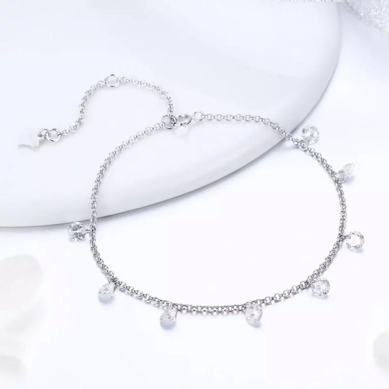 (imagen para) Pulsera deslizante de cadena de estilo Pandora plateada con elfos contratados - - Ver 4