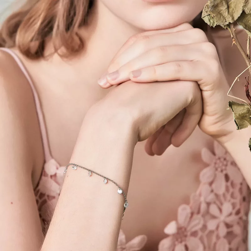 (imagen para) Pulsera deslizante de cadena de estilo Pandora plateada con elfos contratados - - Ver 6