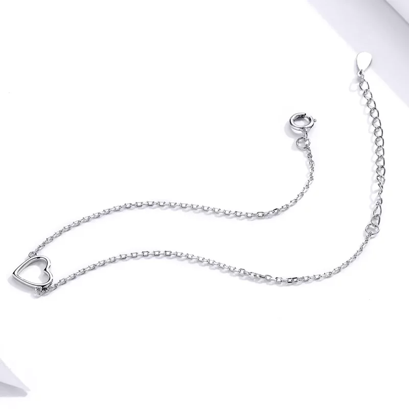 (imagen para) Pulsera deslizante de cadena en forma de amor plateada al estilo de Pandora - SC - Ver 3
