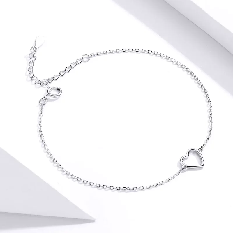 (imagen para) Pulsera deslizante de cadena en forma de amor plateada al estilo de Pandora - SC - Ver 4