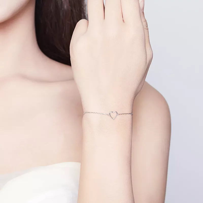 (imagen para) Pulsera deslizante de cadena en forma de amor plateada al estilo de Pandora - SC - Ver 5