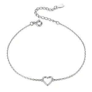 Pulsera deslizante de cadena en forma de amor plateada al estilo de Pandora - SCB159 (imagen para) Pulsera deslizante de cadena en forma de amor plateada al estilo de Pandora - SCB159