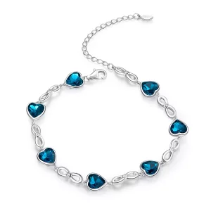 Pulsera deslizante de cadena estilo Pandora con corazón de mar de plata - SCB163 (imagen para) Pulsera deslizante de cadena estilo Pandora con corazón de mar de plata - SCB163