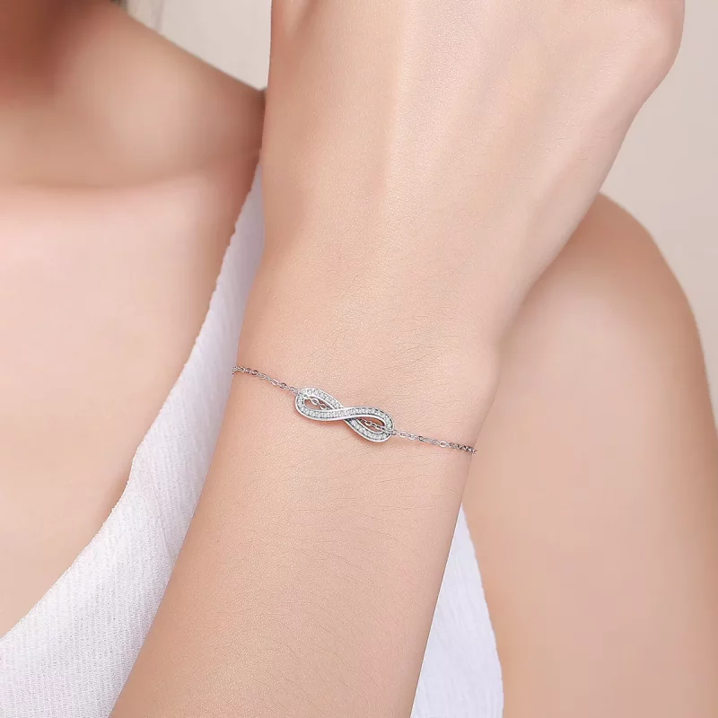 (imagen para) Pulsera deslizante de cadena infinita de estilo Pandora en plata - SCB056 - Ver 2