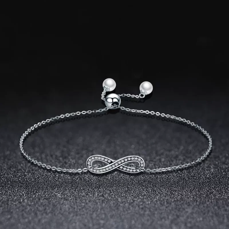 (imagen para) Pulsera deslizante de cadena infinita de estilo Pandora en plata - SCB056 - Ver 3