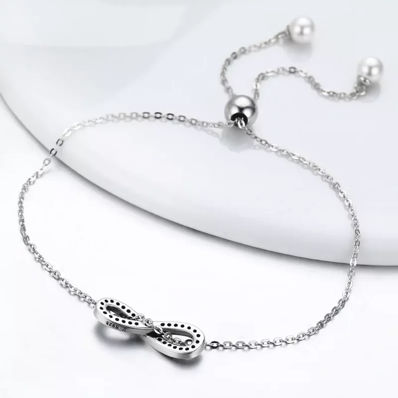 (imagen para) Pulsera deslizante de cadena infinita de estilo Pandora en plata - SCB056 - Ver 5