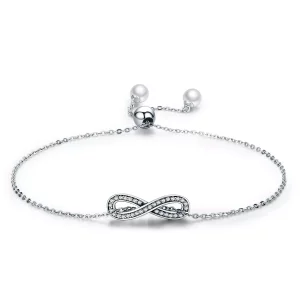 (imagen para) Pulsera deslizante de cadena infinita de estilo Pandora en plata - SCB056