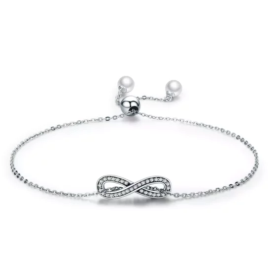 (imagen para) Pulsera deslizante de cadena infinita de estilo Pandora en plata - SCB056