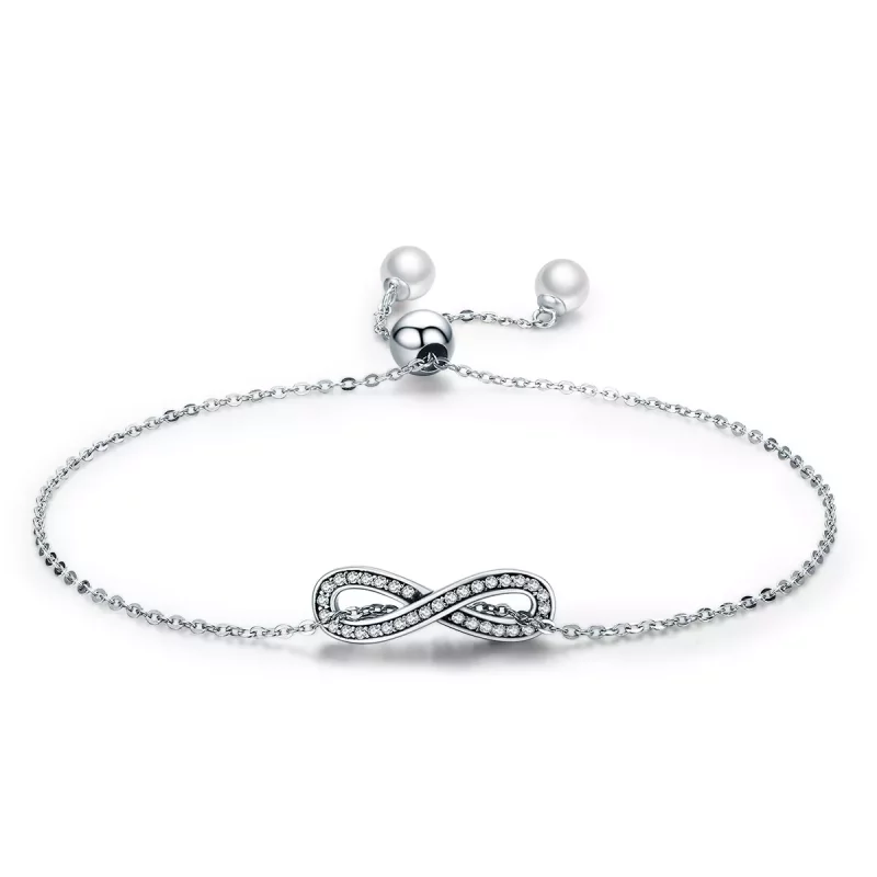 (imagen para) Pulsera deslizante de cadena infinita de estilo Pandora en plata - SCB056