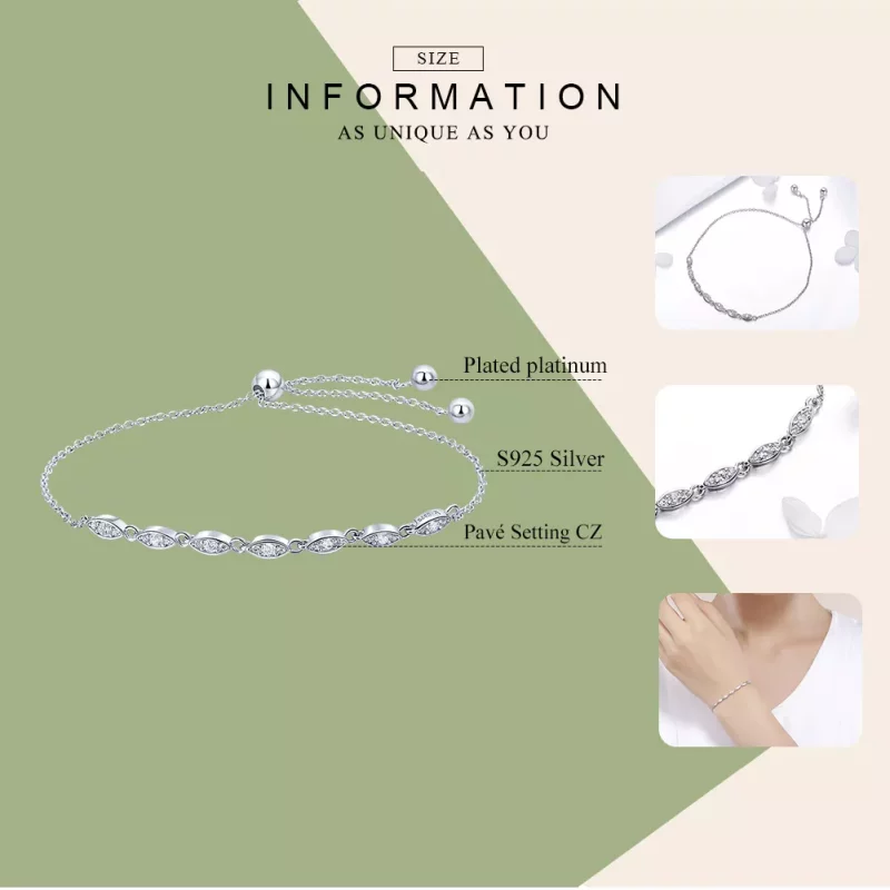 (imagen para) Pulsera deslizante de cadena Pandora Style Silver Beauty of Simplicity - SCB086 - Ver 5