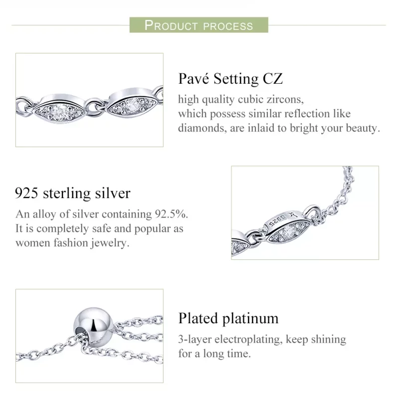 (imagen para) Pulsera deslizante de cadena Pandora Style Silver Beauty of Simplicity - SCB086 - Ver 6