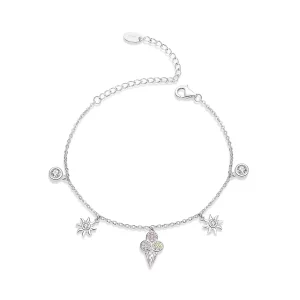 Pulsera deslizante de cadena plateada estilo Pandora con adorable helado - SCB139 (imagen para) Pulsera deslizante de cadena plateada estilo Pandora con adorable helado - SCB139