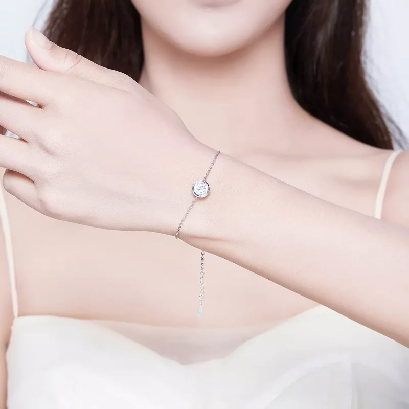 (imagen para) Pulsera deslizante de cadena simple estilo Pandora en plata - SCB157 - Ver 2