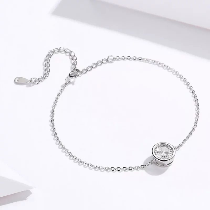 (imagen para) Pulsera deslizante de cadena simple estilo Pandora en plata - SCB157 - Ver 4