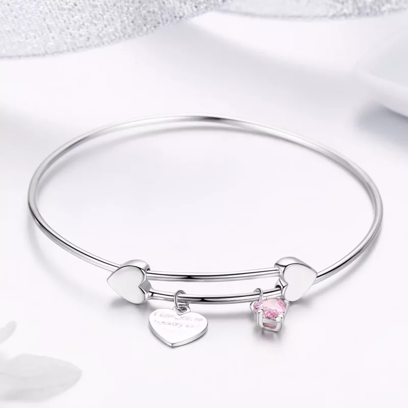 (imagen para) Pulsera deslizante de estilo Pandora en plata con encanto de promesa de amor ent - Ver 4