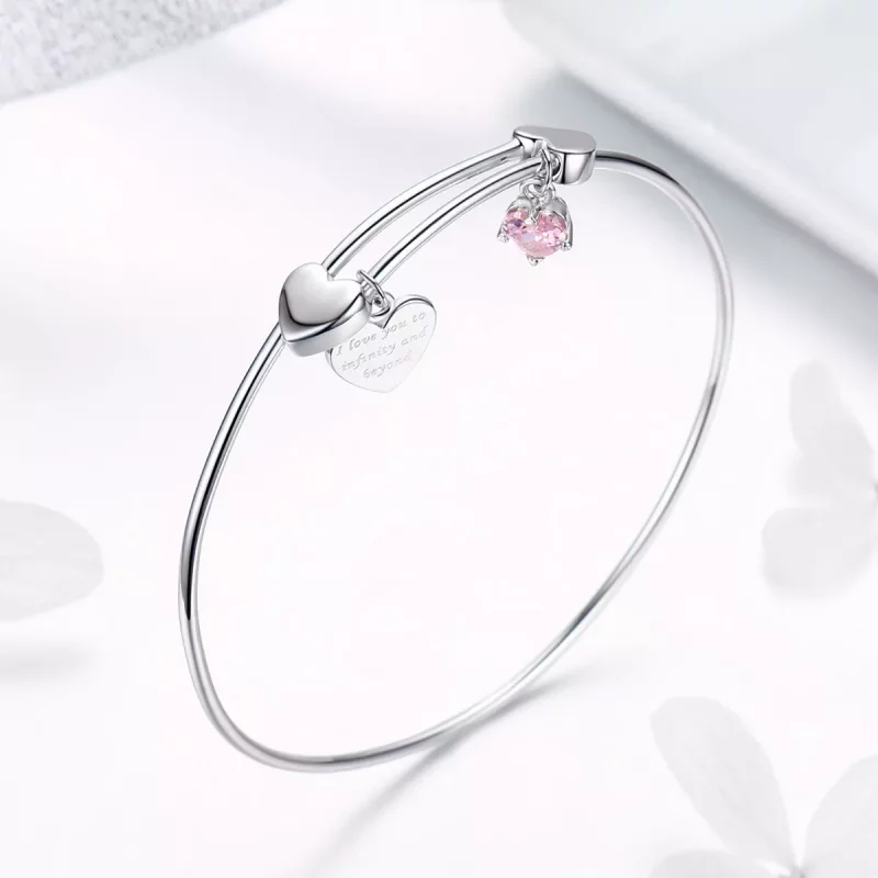 (imagen para) Pulsera deslizante de estilo Pandora en plata con encanto de promesa de amor ent - Ver 5