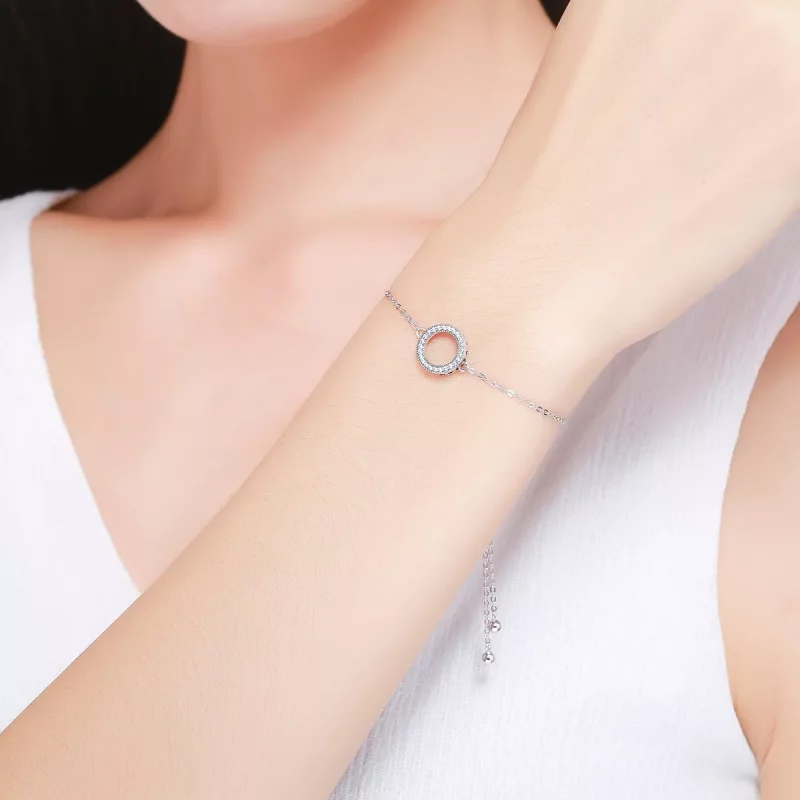 (imagen para) Pulsera deslizante estilo Pandora con halo plateado - SCB030 - Ver 2
