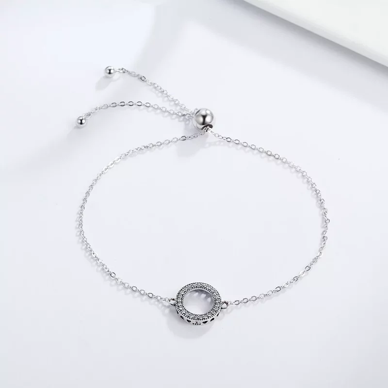 (imagen para) Pulsera deslizante estilo Pandora con halo plateado - SCB030 - Ver 3