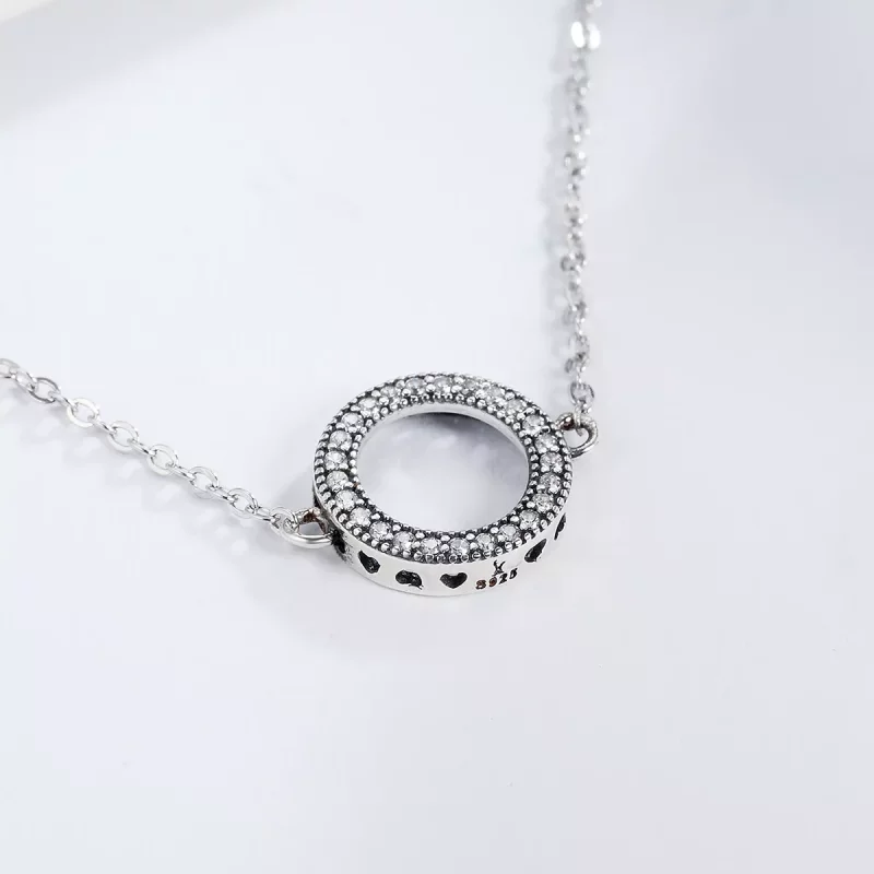 (imagen para) Pulsera deslizante estilo Pandora con halo plateado - SCB030 - Ver 4