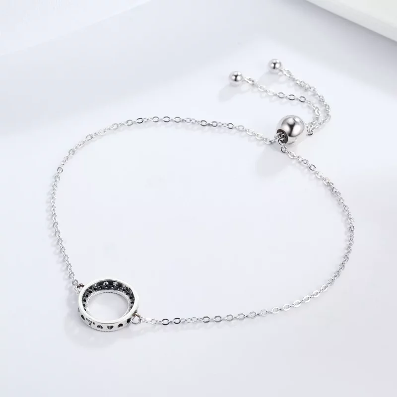 (imagen para) Pulsera deslizante estilo Pandora con halo plateado - SCB030 - Ver 5