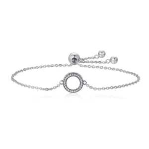 (imagen para) Pulsera deslizante estilo Pandora con halo plateado - SCB030
