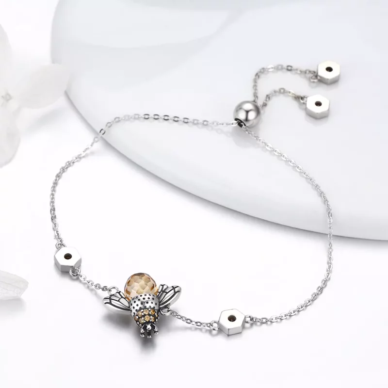 (imagen para) Pulsera deslizante estilo Pandora de plata con abeja bailarina - SCB043 - Ver 4