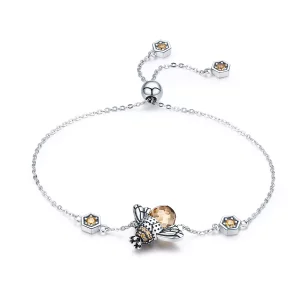 (imagen para) Pulsera deslizante estilo Pandora de plata con abeja bailarina - SCB043
