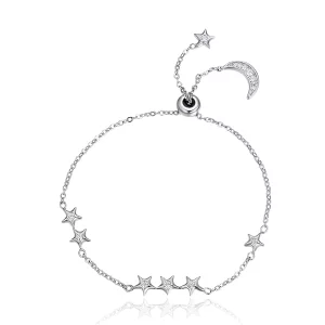 (imagen para) Pulsera deslizante estilo Pandora de plata Whisper of Star and Moon - SCB007
