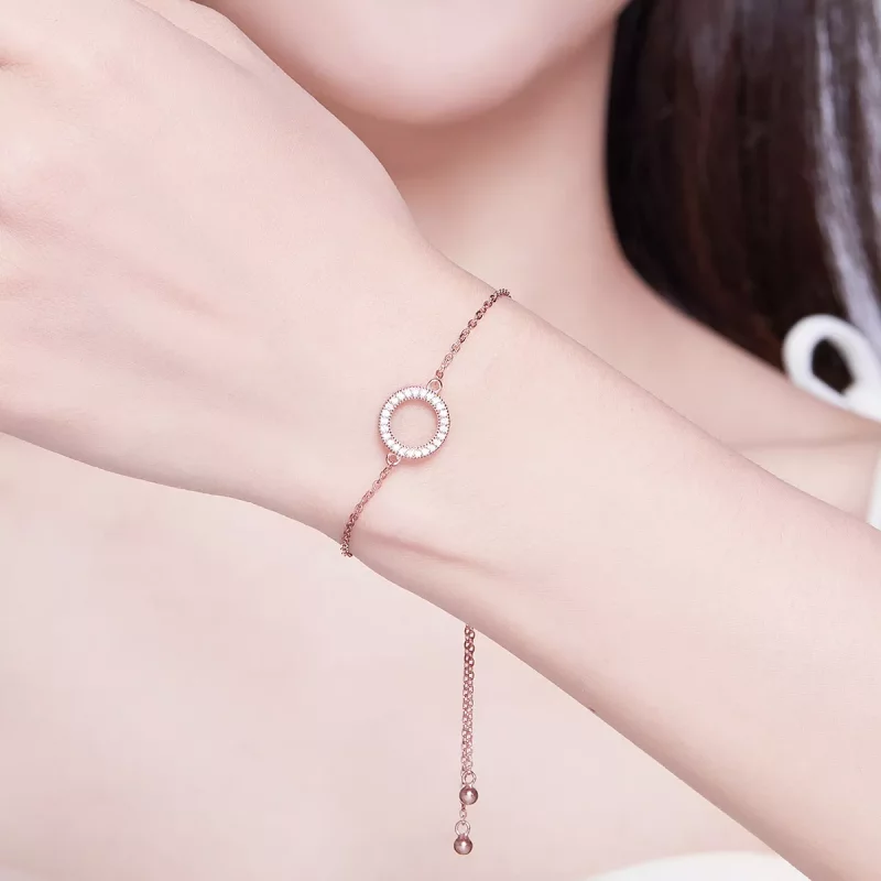 (imagen para) Pulsera deslizante estilo Pandora en color oro rosa - SCB030-C de la colección D - Ver 2