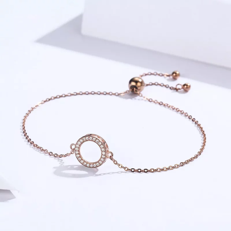 (imagen para) Pulsera deslizante estilo Pandora en color oro rosa - SCB030-C de la colección D - Ver 3