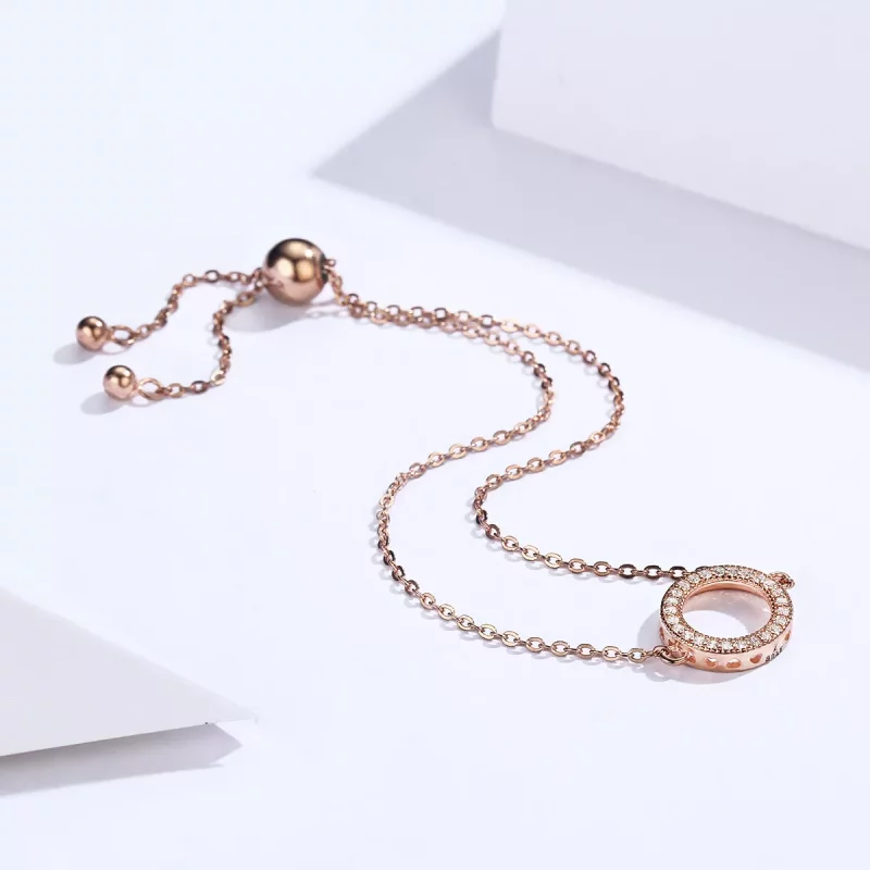 (imagen para) Pulsera deslizante estilo Pandora en color oro rosa - SCB030-C de la colección D - Ver 4