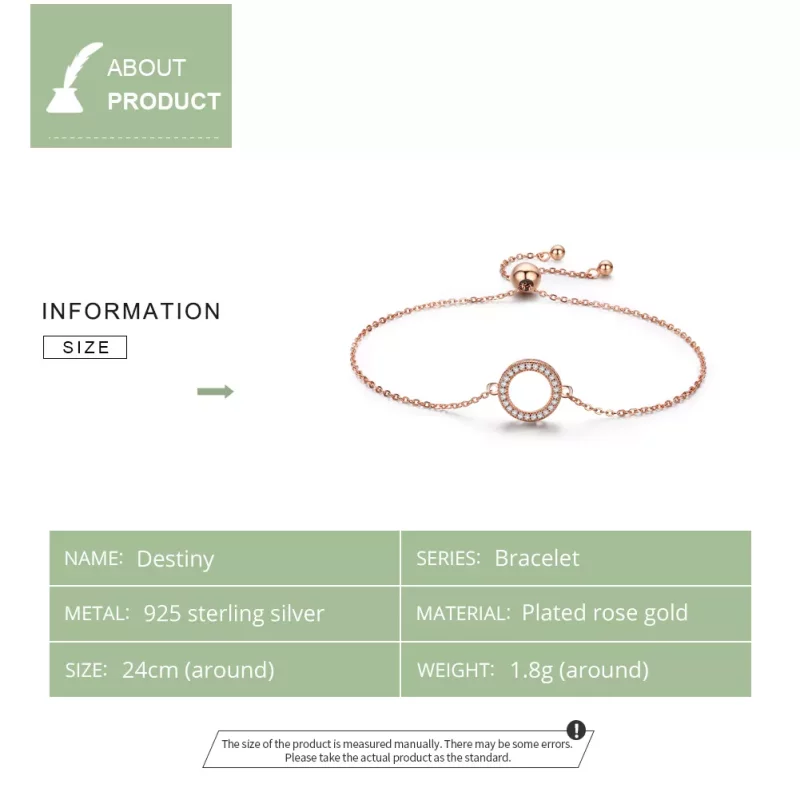 (imagen para) Pulsera deslizante estilo Pandora en color oro rosa - SCB030-C de la colección D - Ver 5