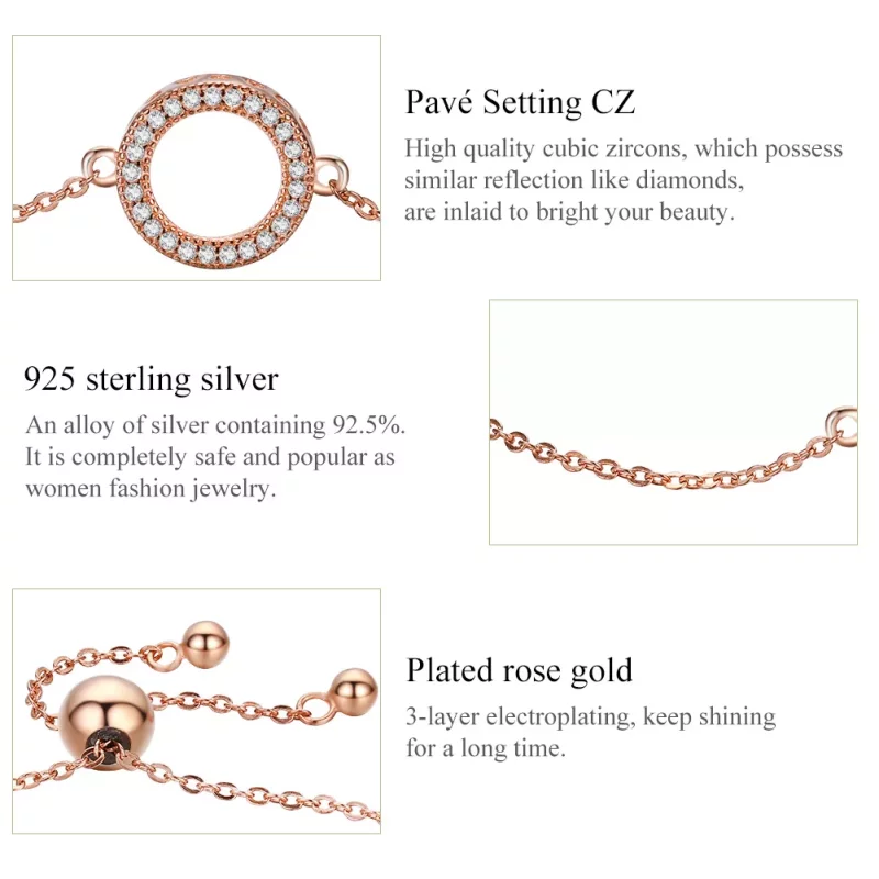 (imagen para) Pulsera deslizante estilo Pandora en color oro rosa - SCB030-C de la colección D - Ver 6