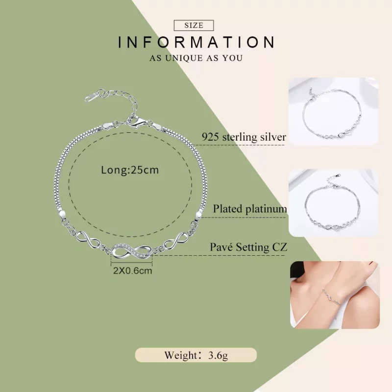(imagen para) Pulsera deslizante estilo Pandora en plata - Elegancia infinita - SCB037 - Ver 3