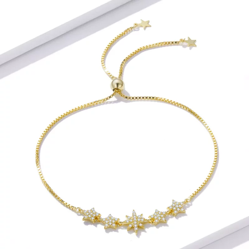(imagen para) Pulsera Estilo Pandora con Estrellas - BSB067 - Ver 2