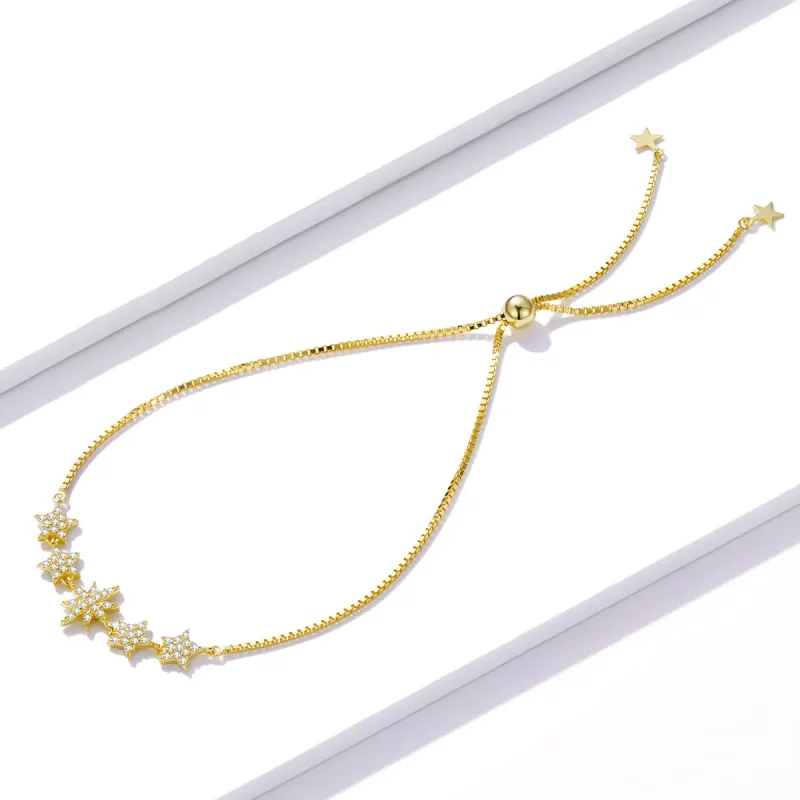 (imagen para) Pulsera Estilo Pandora con Estrellas - BSB067 - Ver 3