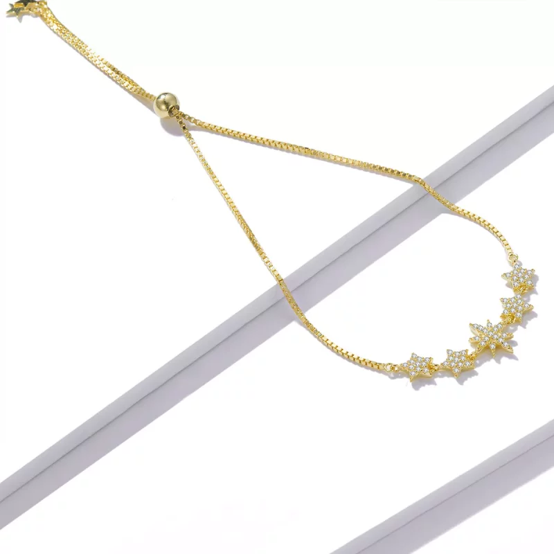 (imagen para) Pulsera Estilo Pandora con Estrellas - BSB067 - Ver 4